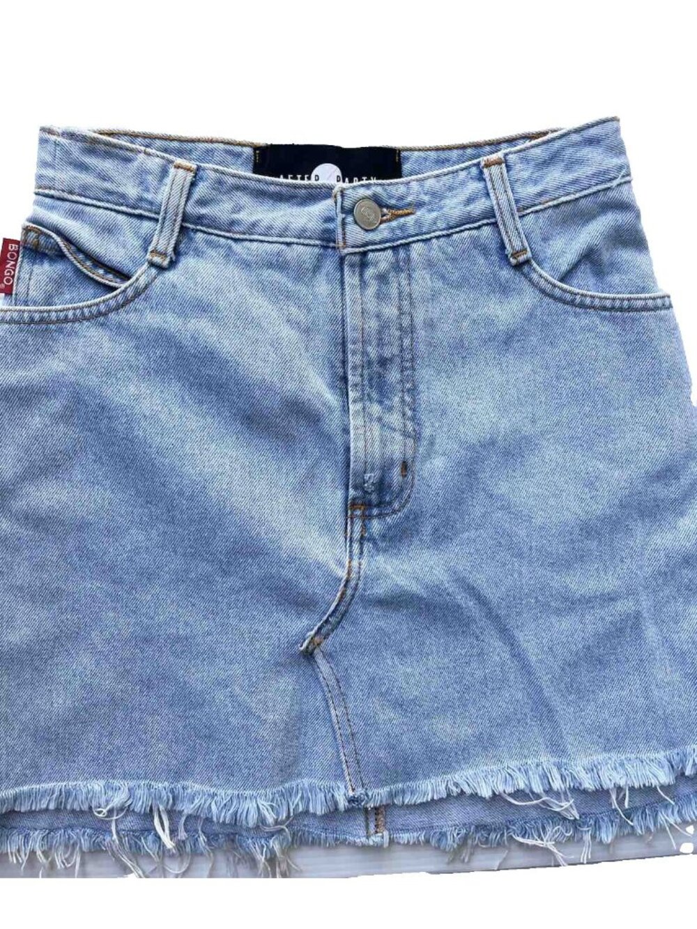 After Party by Nasty Gal Drifter Denim Mini Skirt Raw Hem Size 25 & 29 NWOT - Picture 7 of 16